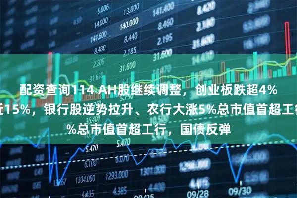 配资查询114 AH股继续调整，创业板跌超4%，寒武纪跌近15%，银行股逆势拉升、农行大涨5%总市值首超工行，国债反弹